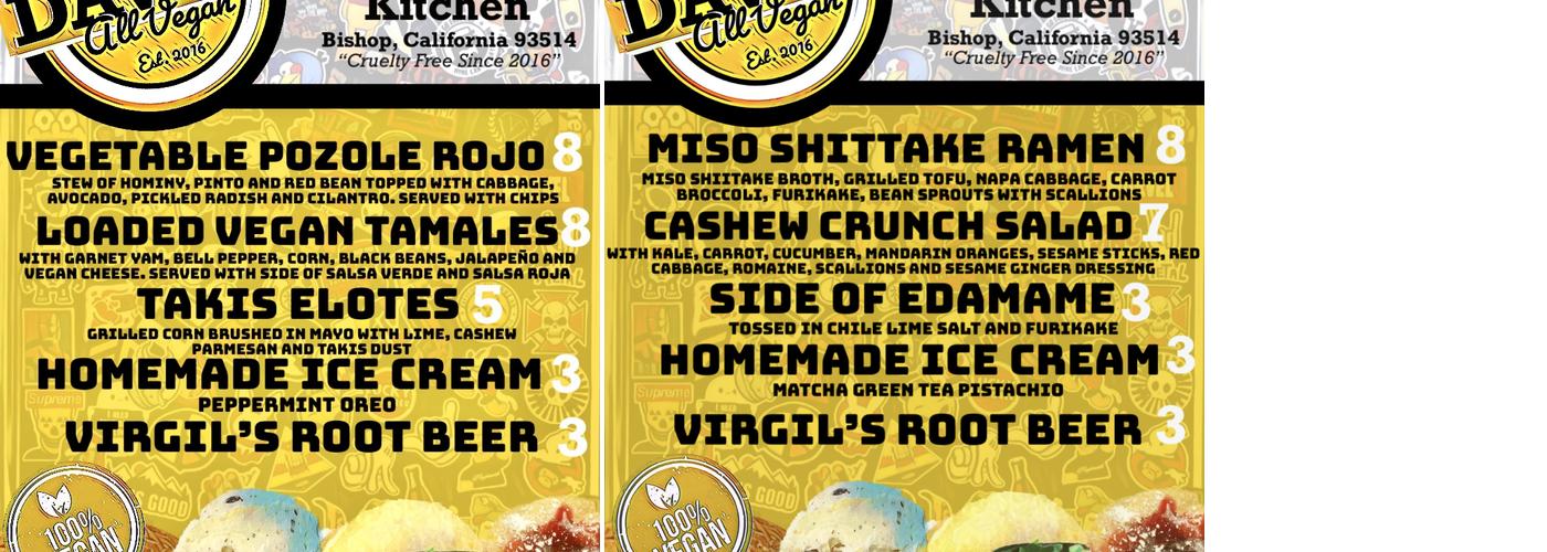 Dave's All Vegan Menu