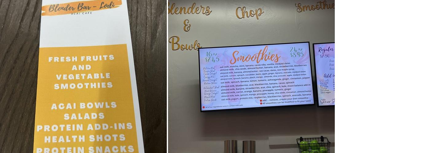 Blender Bar - Lodi Menu