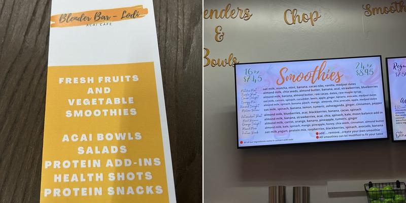 Blender Bar - Lodi Menu