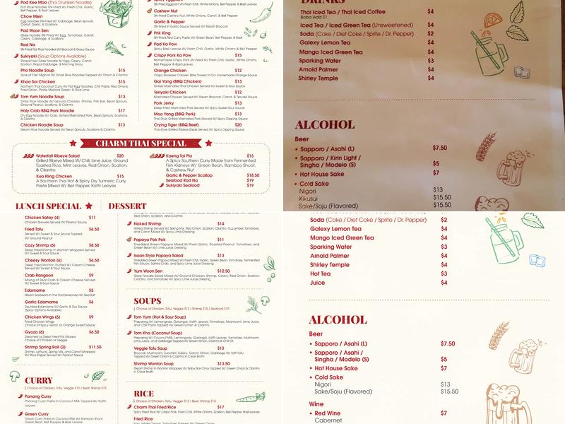 Charm Thai Kitchen Menu