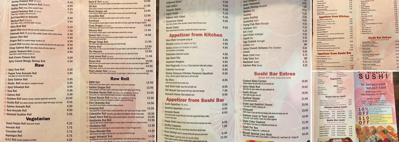 Misaki Sushi Menu