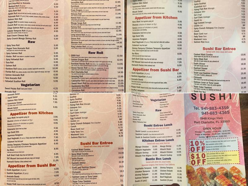 Misaki Sushi Menu