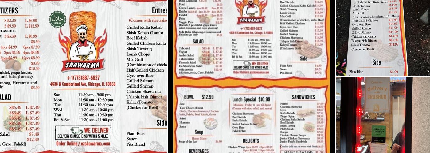 EZ Shawarma Menu