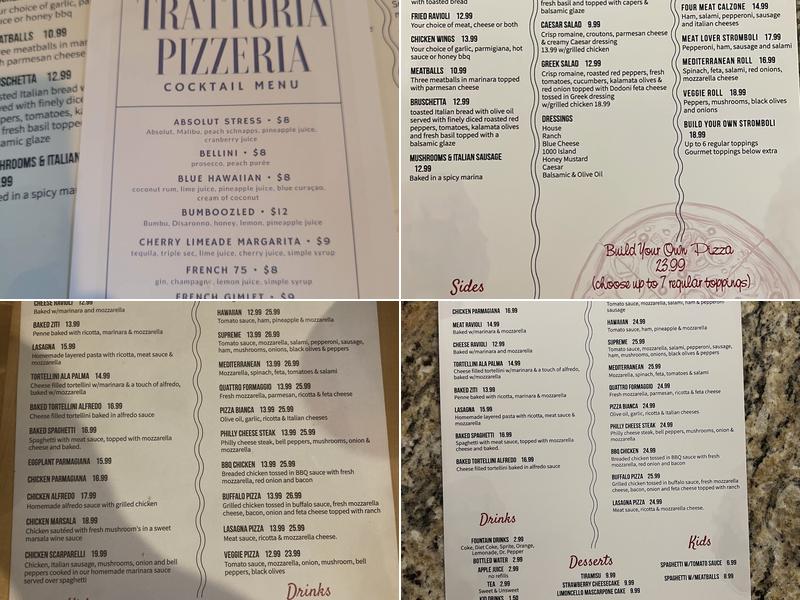 Trattoria Pizzeria Menu