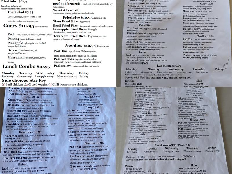 Suphattra's Thai Kitchen Menu