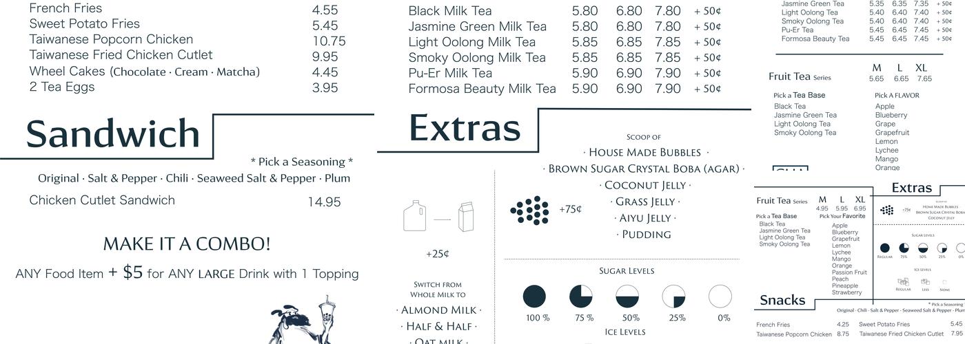 Charuma Tea Bar Menu