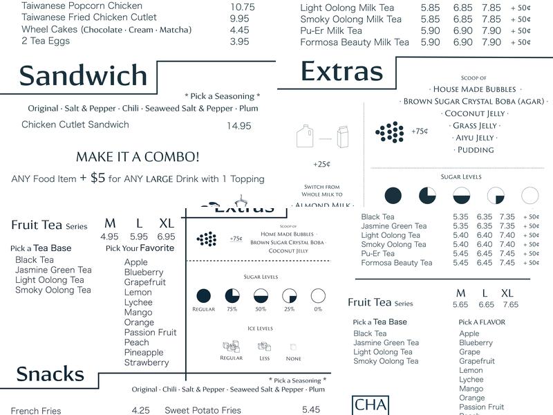 Charuma Tea Bar Menu
