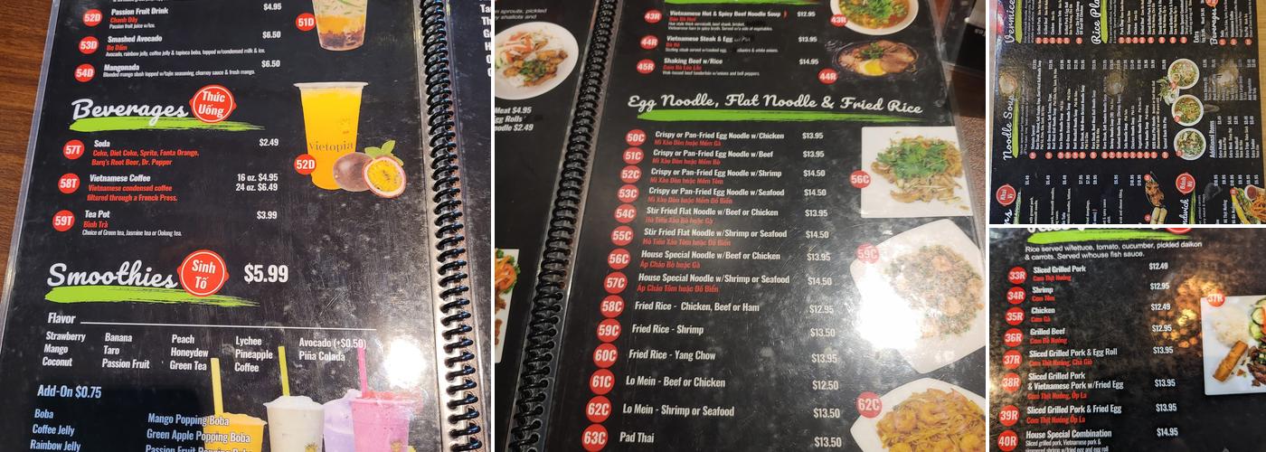Vietopia Bistro Menu