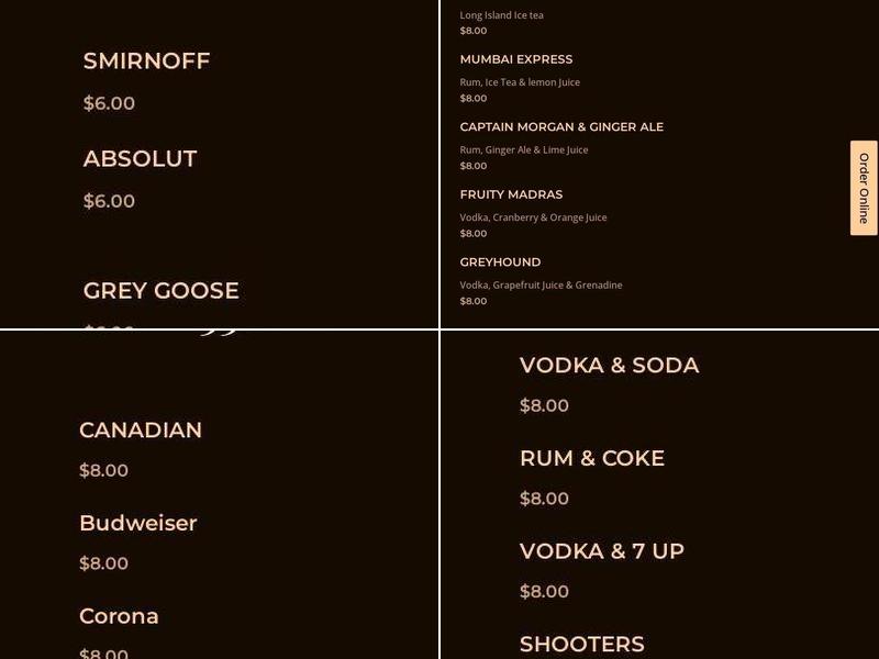 Ashoka indian cuisine Menu