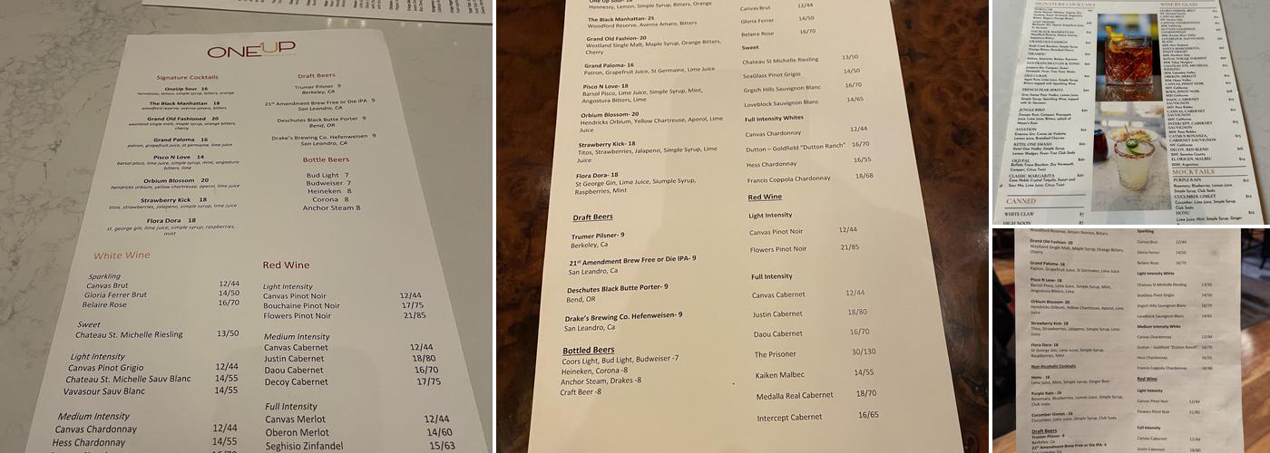 OneUp Restaurant & Lounge Menu