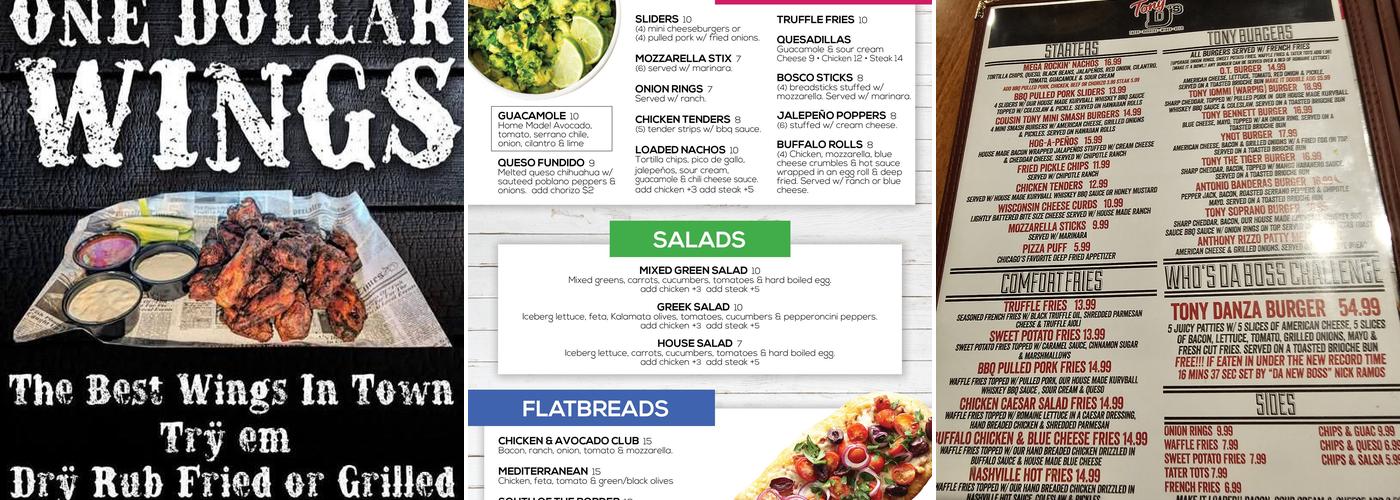 Tony D's Menu