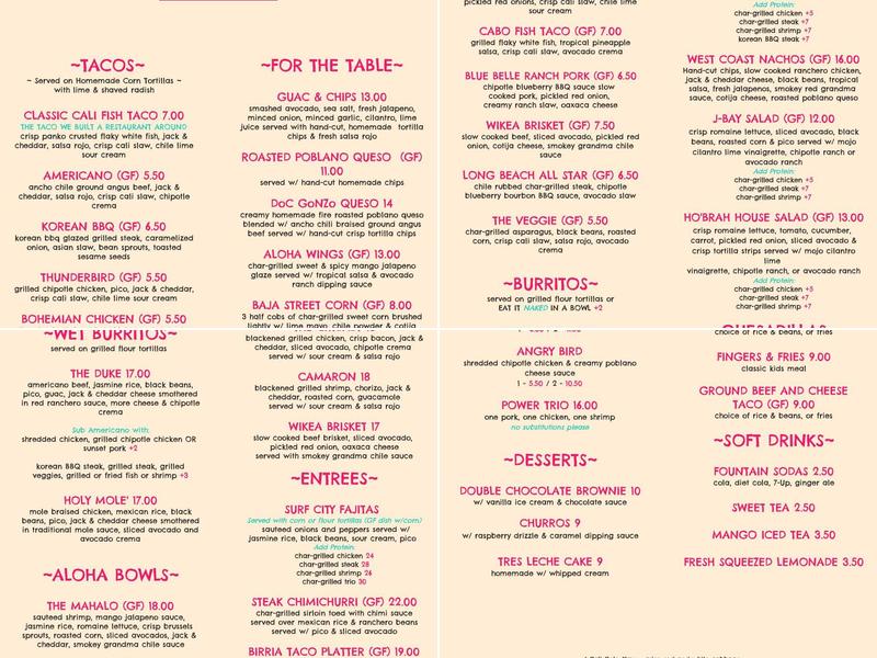 Ho' Brah Menu