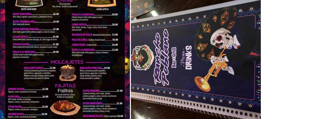 Rancho Poblano Menu