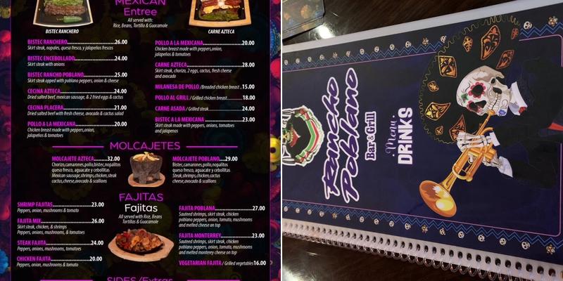 Rancho Poblano Menu