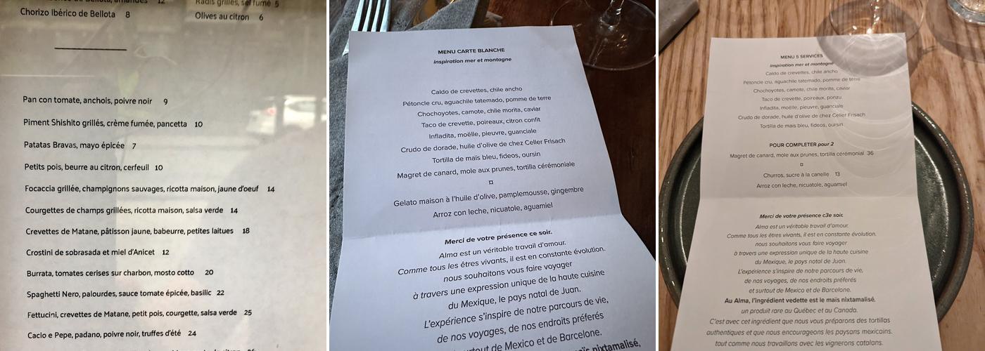 Alma Menu