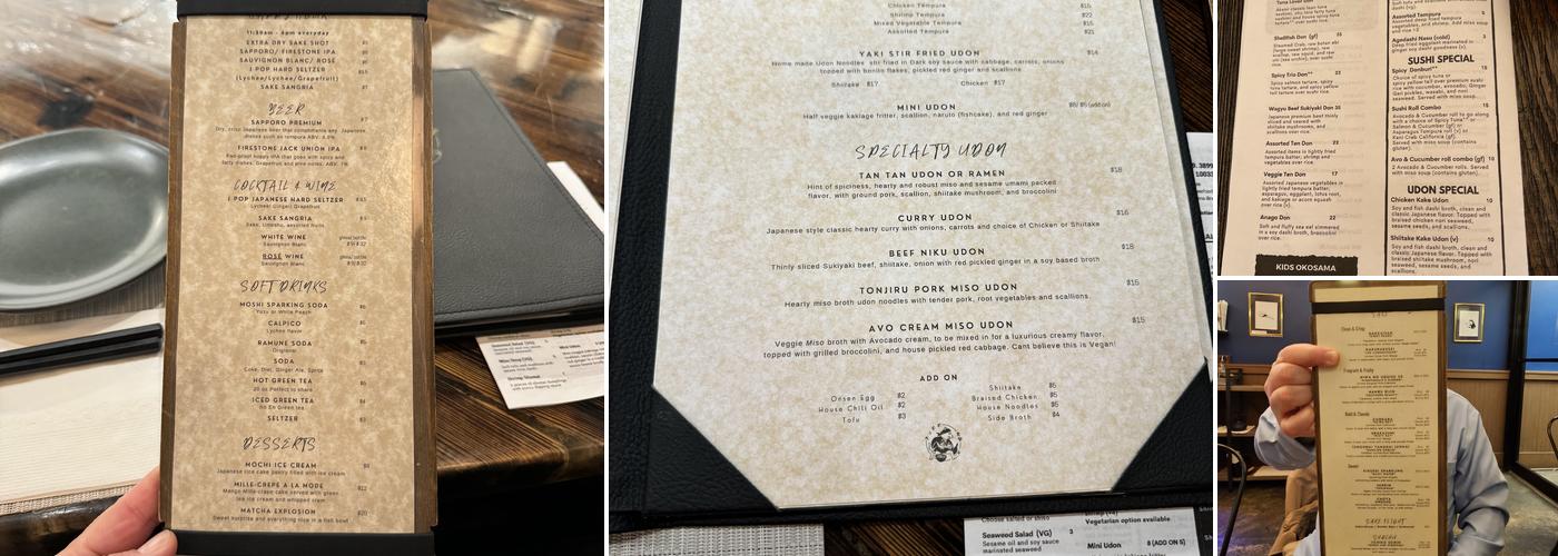 Tampopo Kitchen Menu