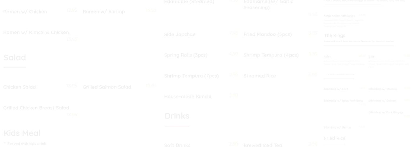 Kings Bento Menu