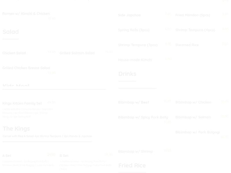 Kings Bento Menu