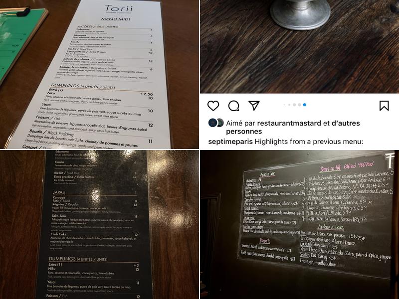 Torii Izakaya (buvette japonaise) Menu