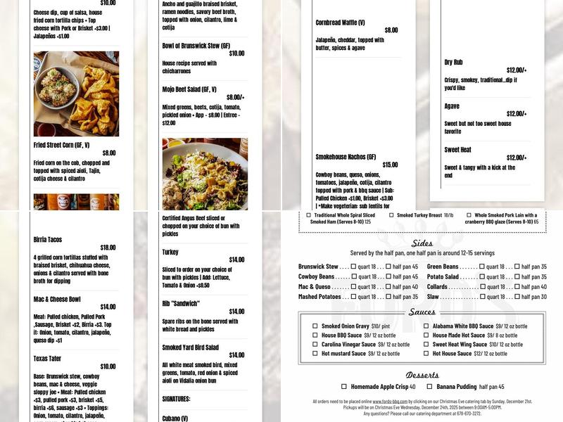 Ford's BBQ Oakhurst Menu