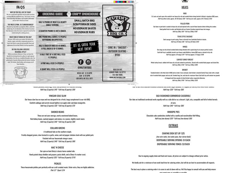 Mutiny BBQ Company Menu