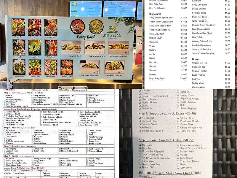 Millburn Poke Bowl Menu