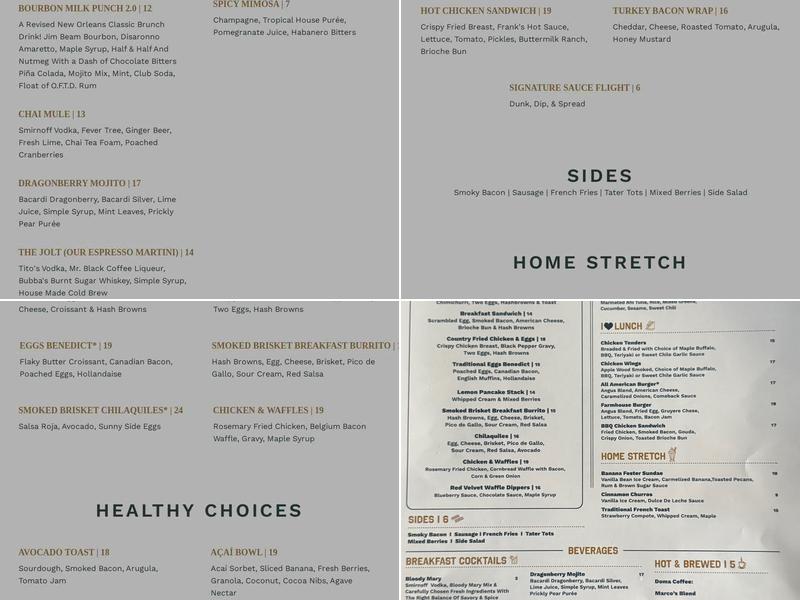 Flanker Kitchen + Sporting Club Menu