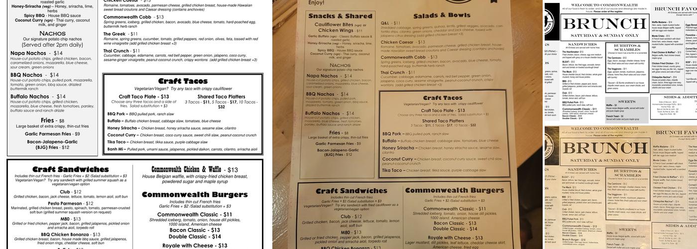 Commonwealth Turlock Menu