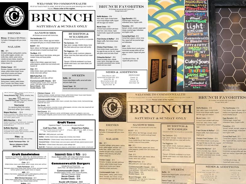 Commonwealth Turlock Menu