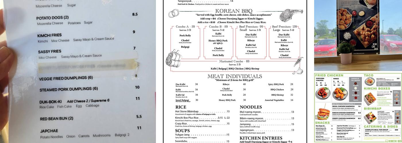 Kimchi box Menu