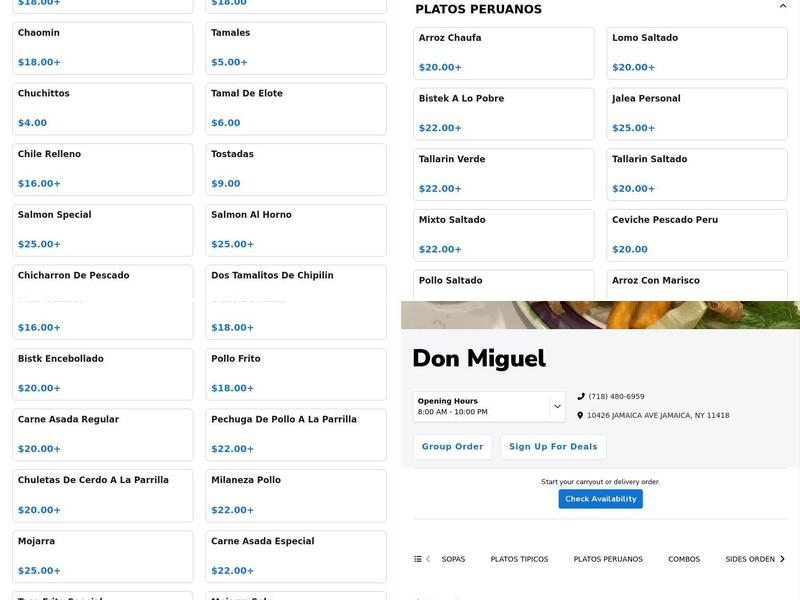 Don Miguel Restaurant Menu