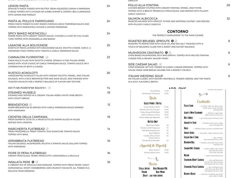 Ciao Trattoria Menu