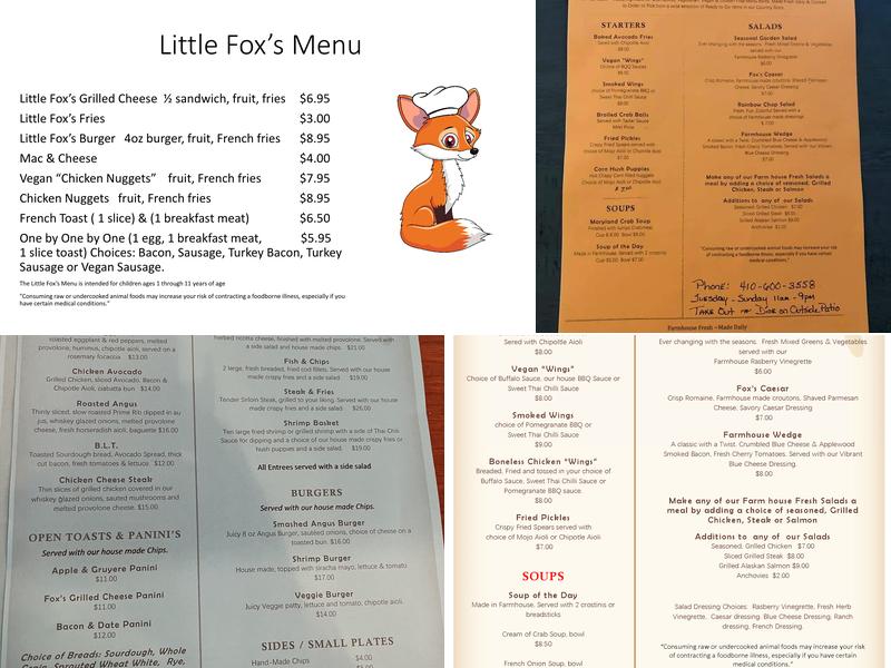 Fox & Barrel Farm Cafe Menu