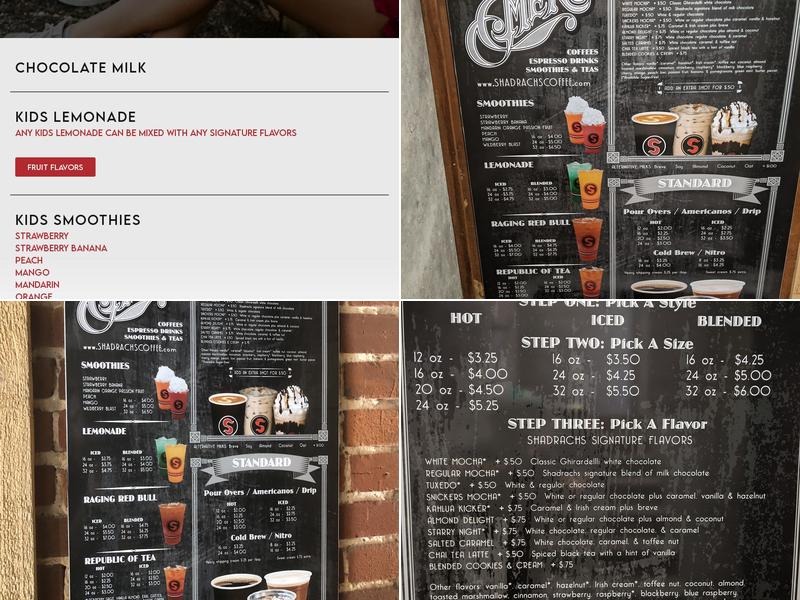 Shadrachs Coffee Menu