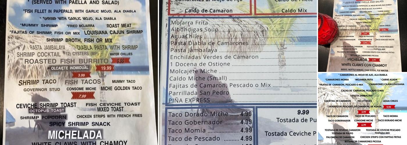 MicheViche Seafood Bar Menu