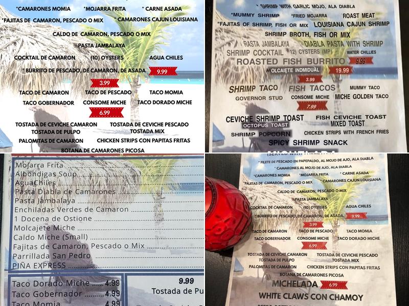 MicheViche Seafood Bar Menu