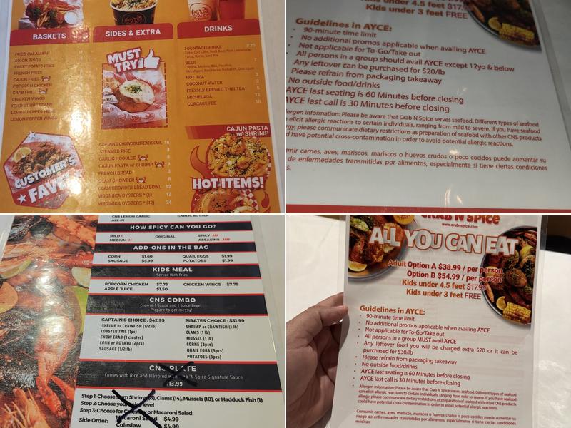 Crab N' Spice Menu