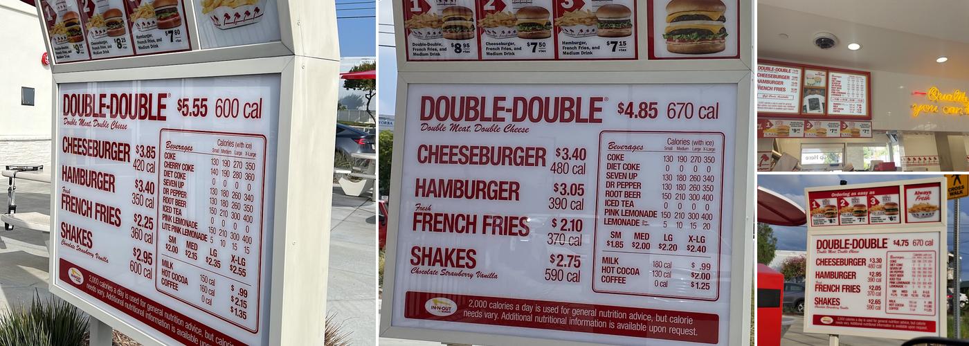 In-N-Out Burger Menu