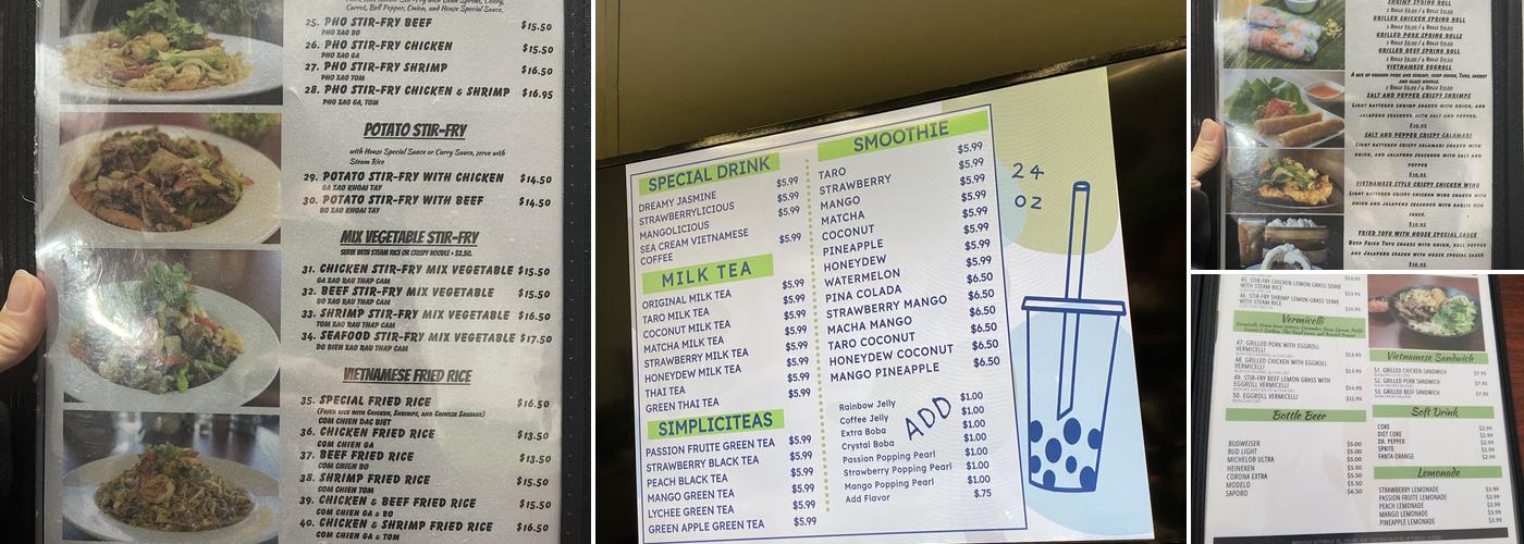 Pholicious Menu
