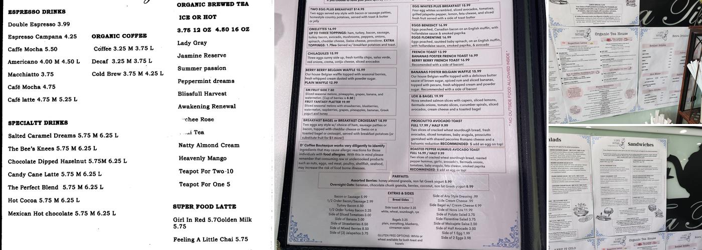 D’ Coffee Bouteaque Menu