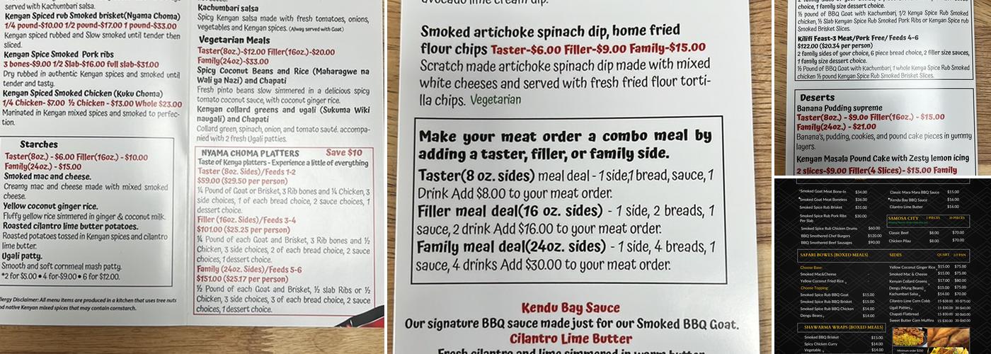 BBQN' Kenya Menu
