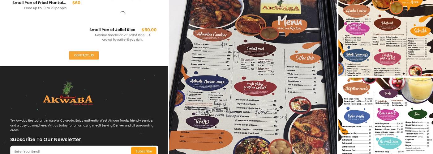 Akwaba Restaurant Menu