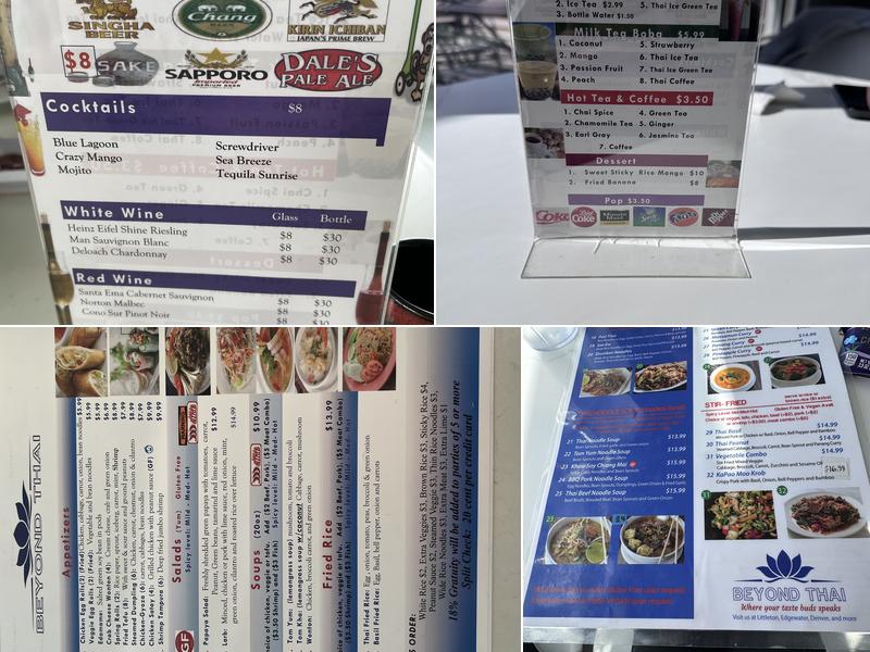 Beyond Thai Edgewater Menu
