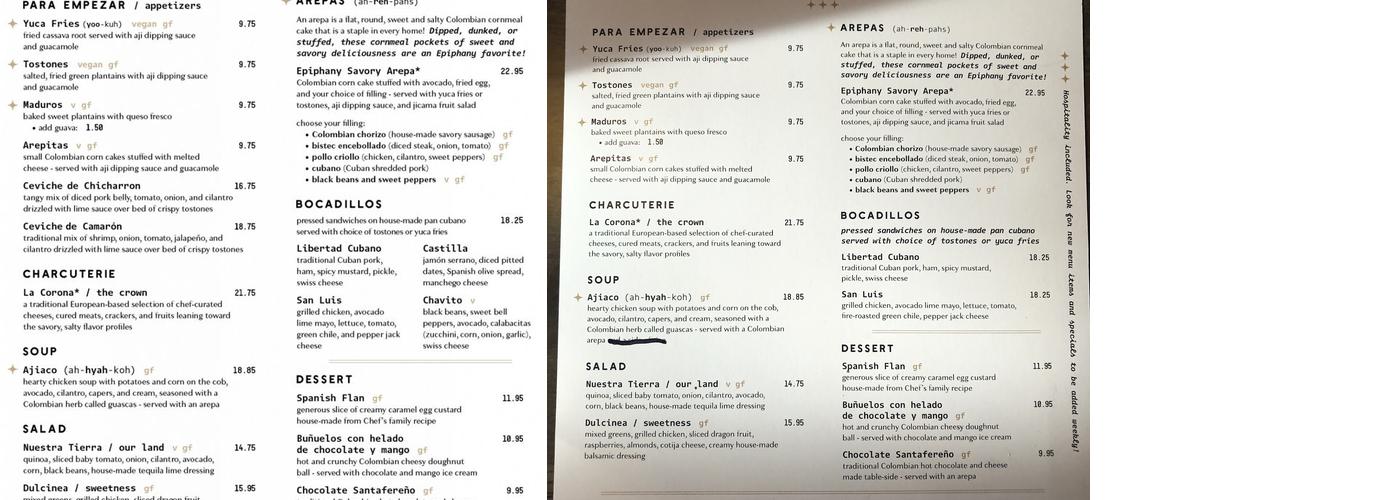 Epiphany Menu