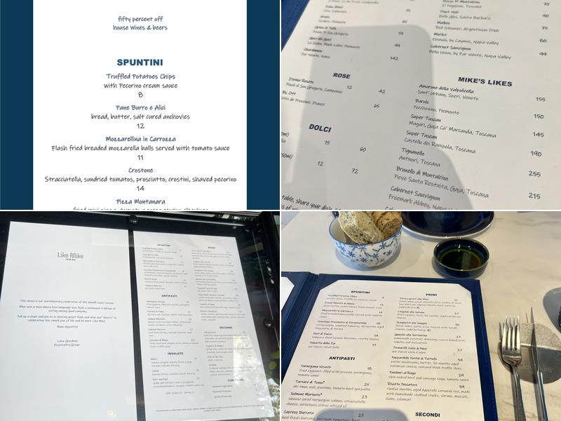 Like Mike Trattoria moderna Italiana Menu