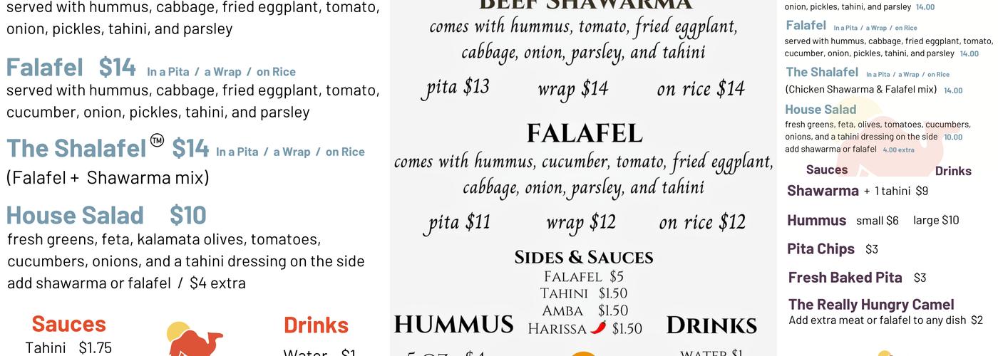 Hungry Camel Menu