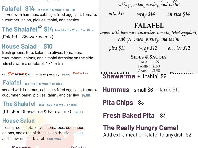 Hungry Camel Menu