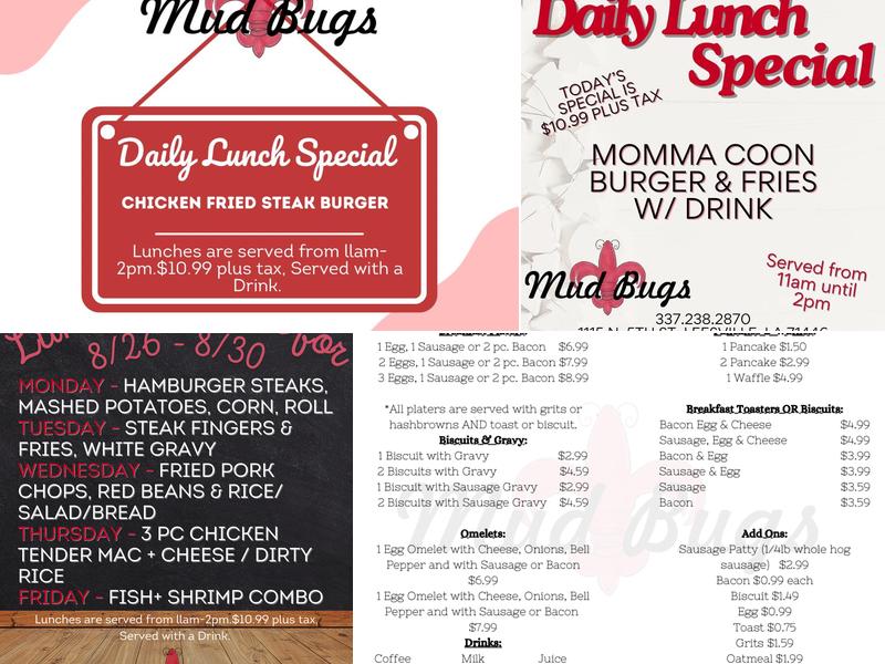 Mud Bugs of Leesville Menu