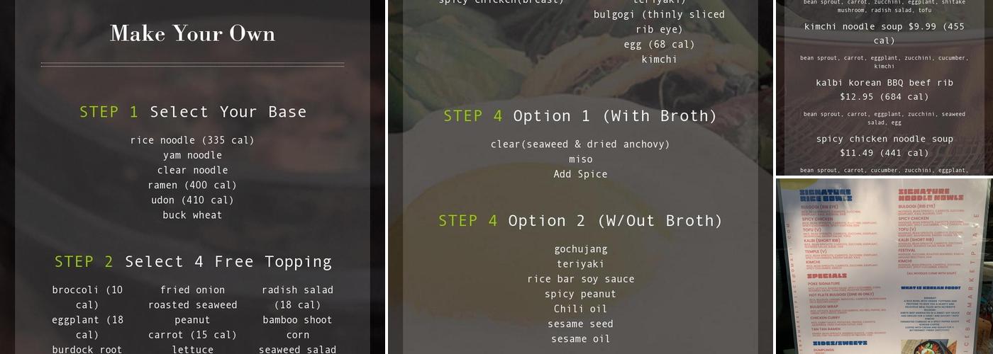Rice Bar Market Place Menu