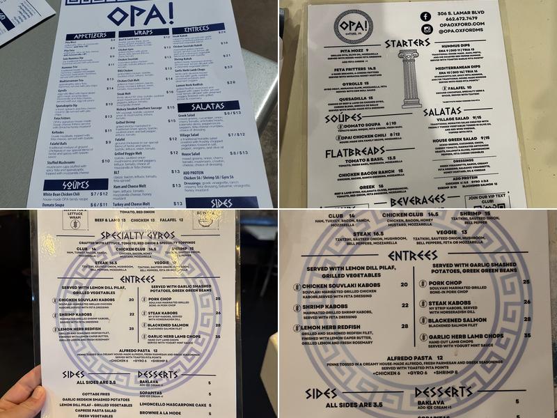 OPA! Menu